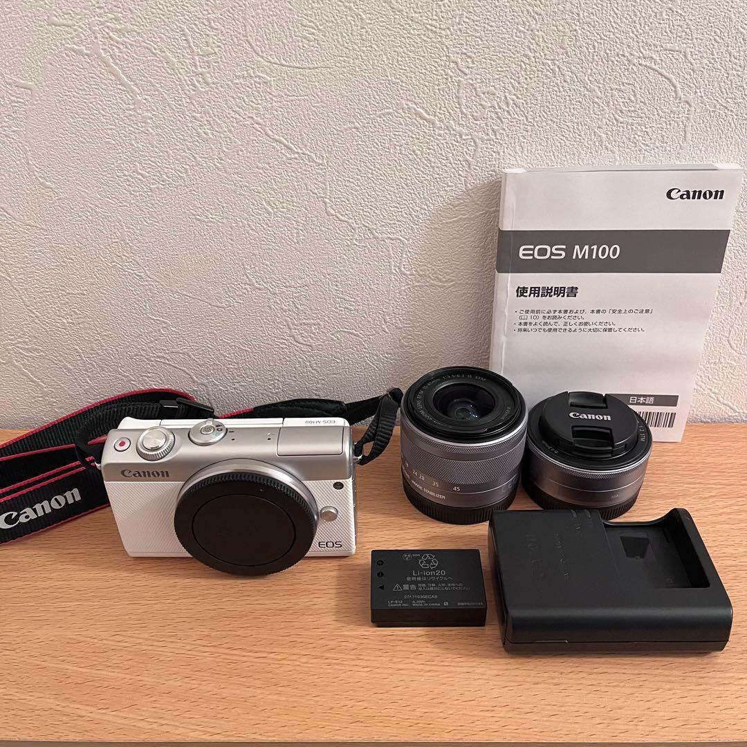 【美品】Canon EOS M100 ミラーレス一眼カメラ ダブルレンズキット
