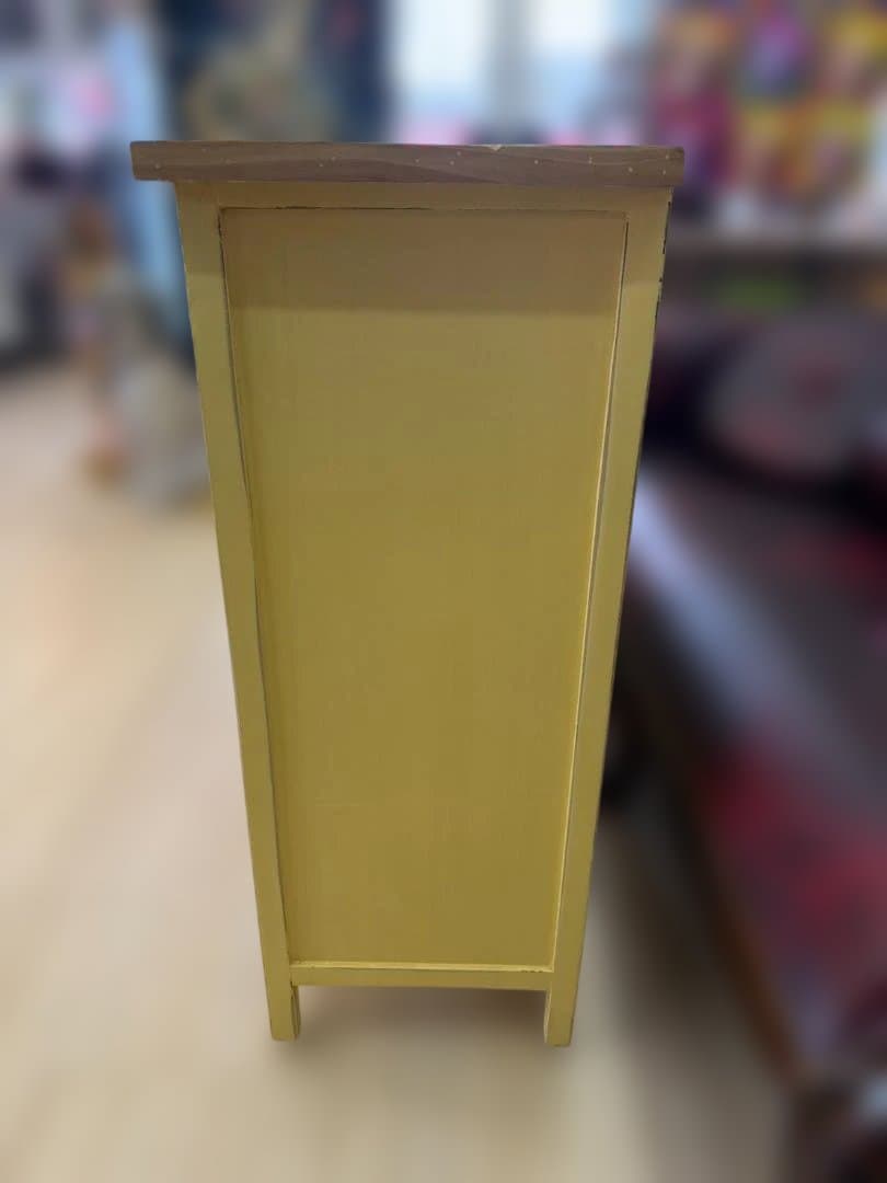 カントリー　キャビネット　リビングボード　レトロ　棚　イエロー　引出　ラック　黄