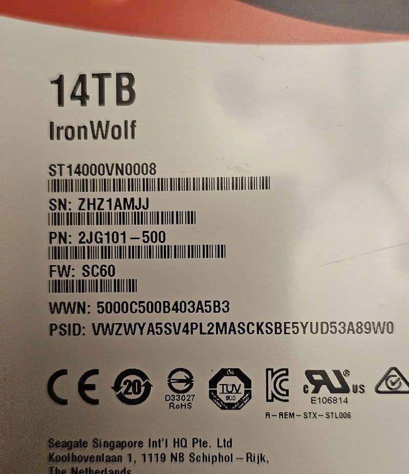 Seagate IronWolf HDD14TB 　2台セット