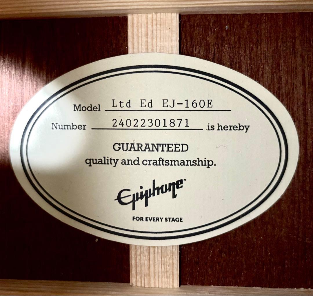 【美品、新品弦張替済】Epiphone エレアコ Ltd Ed EJ-160E