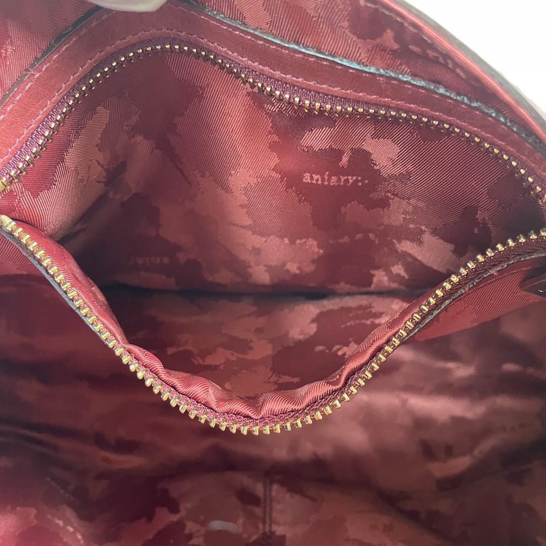 美品 アニアリ 2wayショルダーバッグ レザー ブラウン ターンロック 大きめ