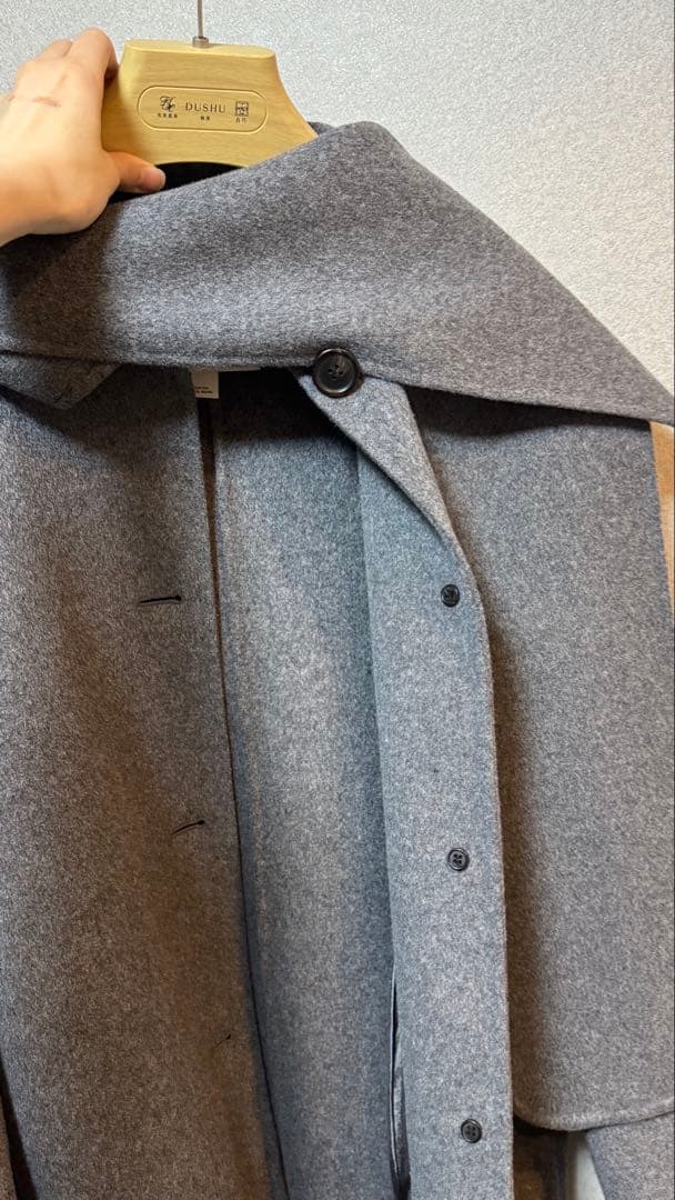 【完売】COS 2025ダブルフェイス ウール スカーフコートグレー XXS