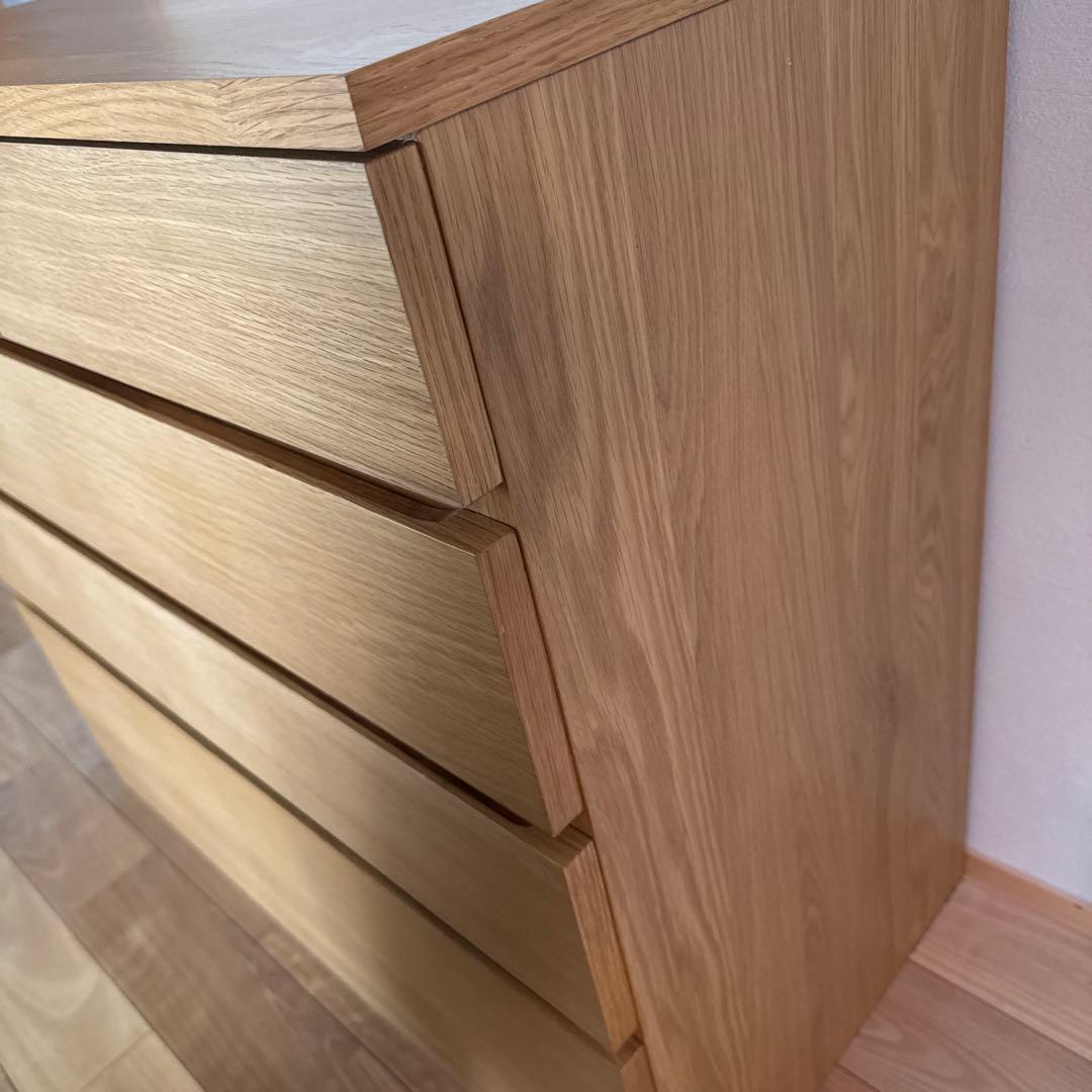 無印良品　木製チェスト４段　オーク材突板