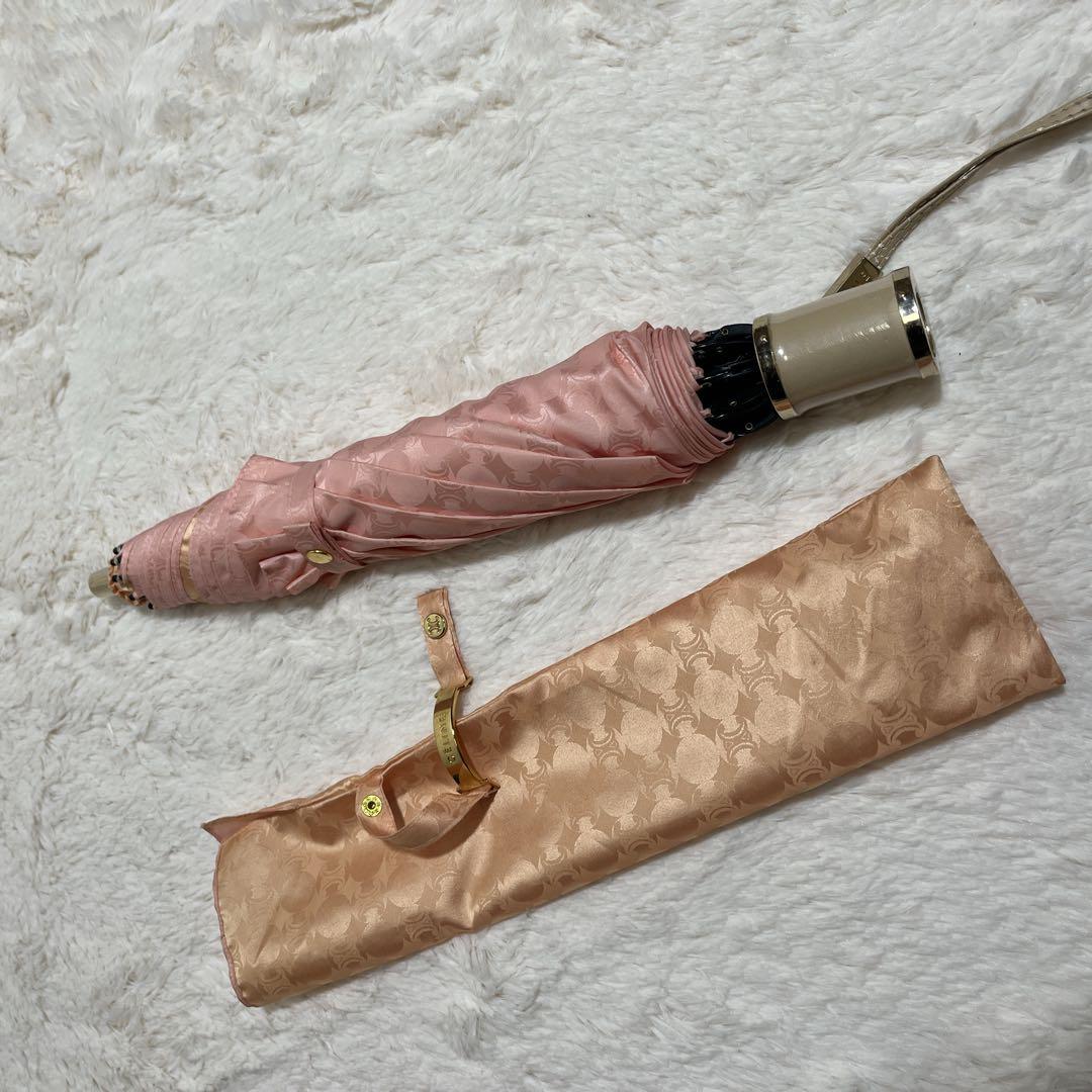 未使用品 CELINE セリーヌ 折り畳み傘 ベビーピンクカラー マカダム柄