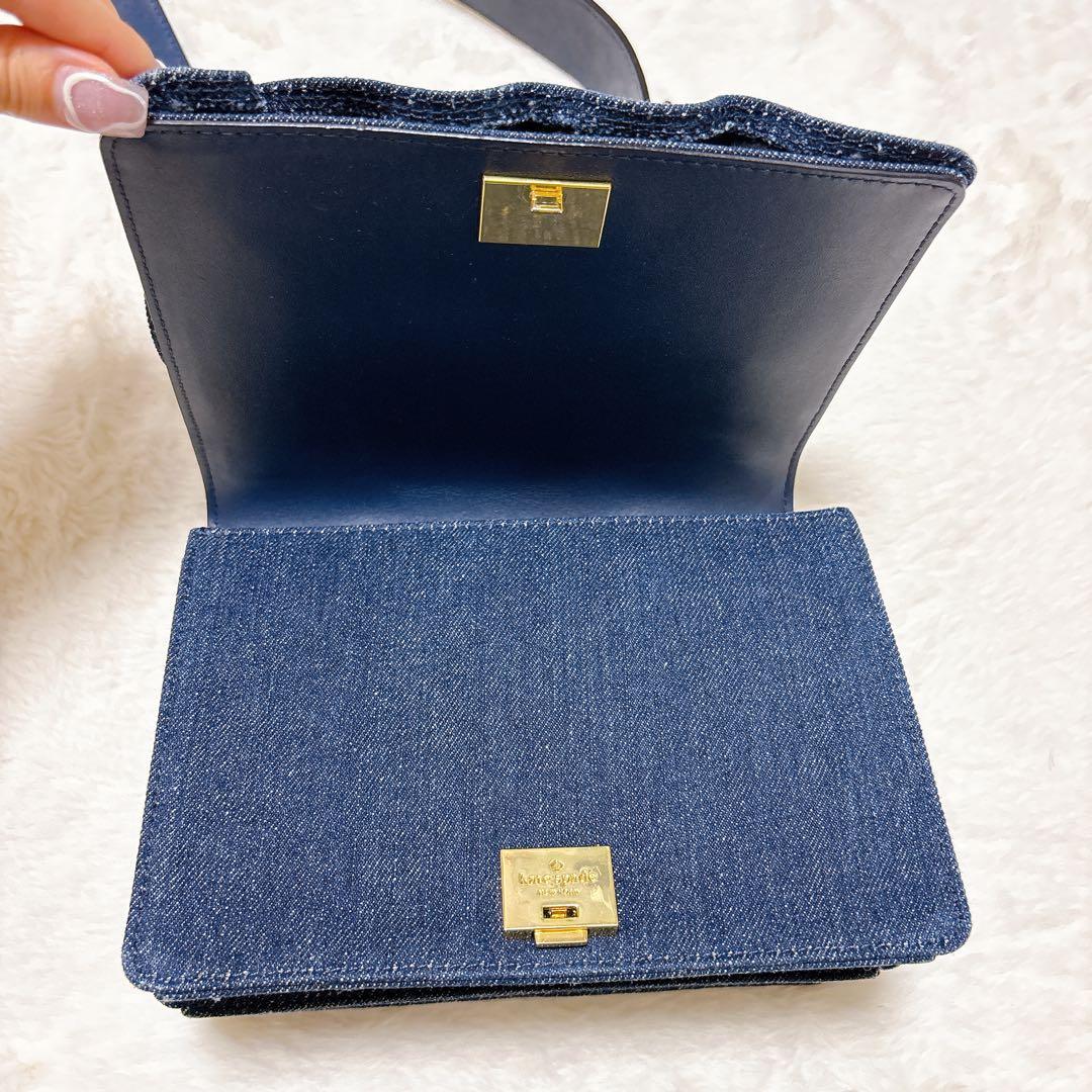 ケイトスペード　ホワイトロックロードジャミー　ショルダーバック　デニム　スタッズ