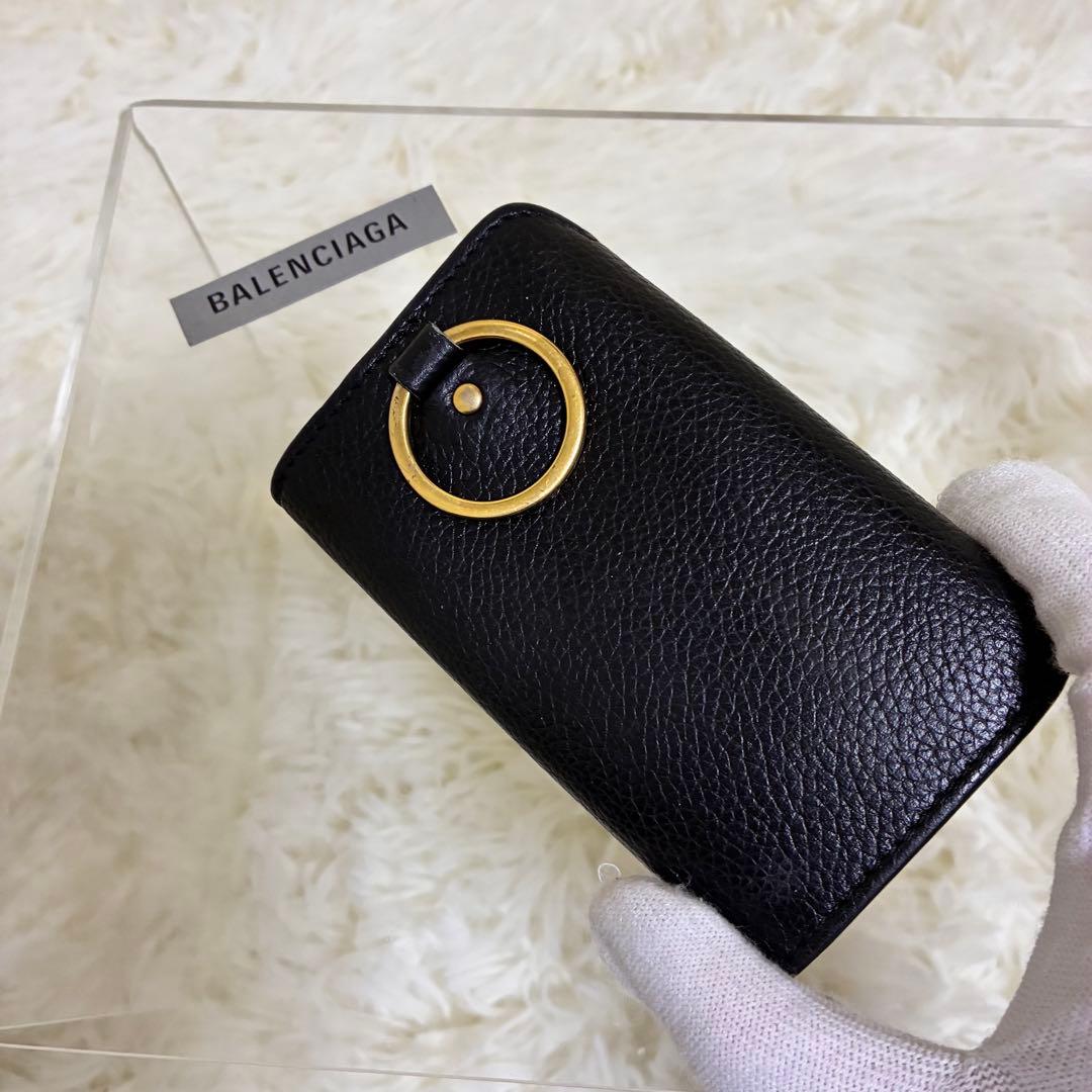 美品✨BALENCIAGA キーケース　６連　ブラック　ゴールド　cash 箱