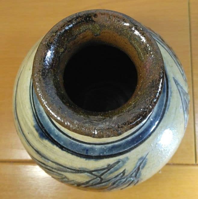 人間国宝 金城次郎 海老魚紋花瓶 栞 共箱 壺屋焼 壷屋焼 やちむん 上作花瓶