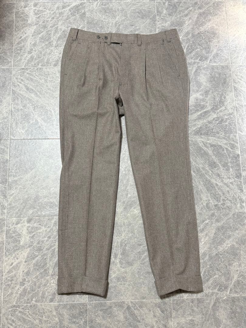 AMBROSI Super 100'S アンブロージ ウール 2タック パンツ