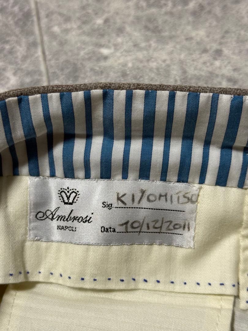 AMBROSI Super 100'S アンブロージ ウール 2タック パンツ