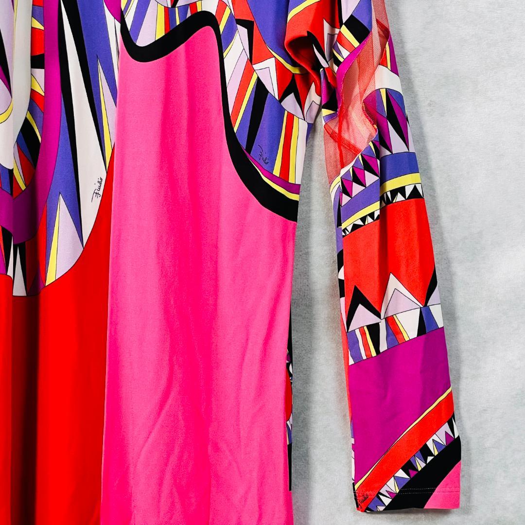 【美品✨エミリオプッチ】ワンピース プッチ柄 シルク ピンク系 36 M相当