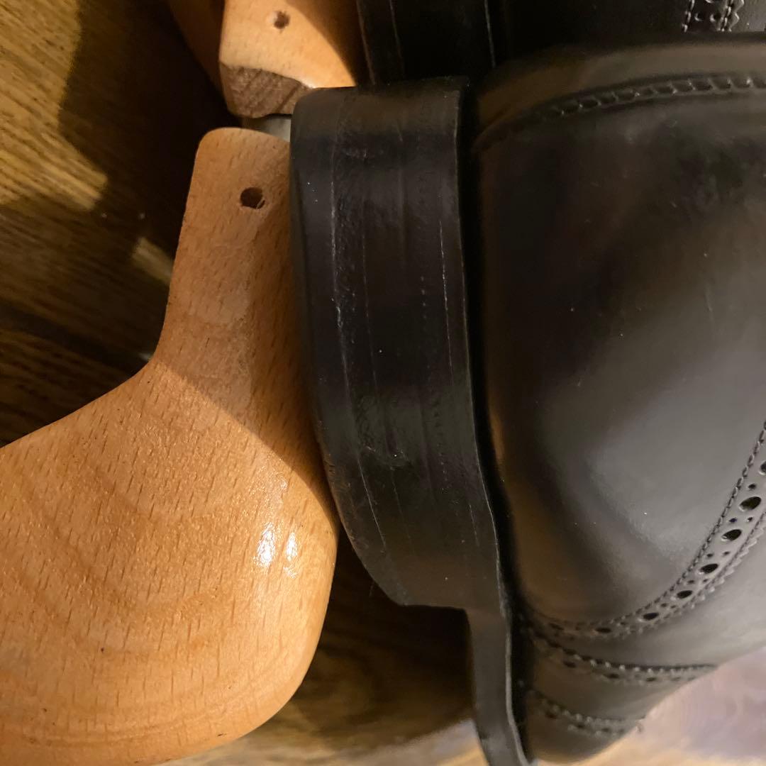 CROCKETT&JONESの黒ウィングチップレザーシューズ6E