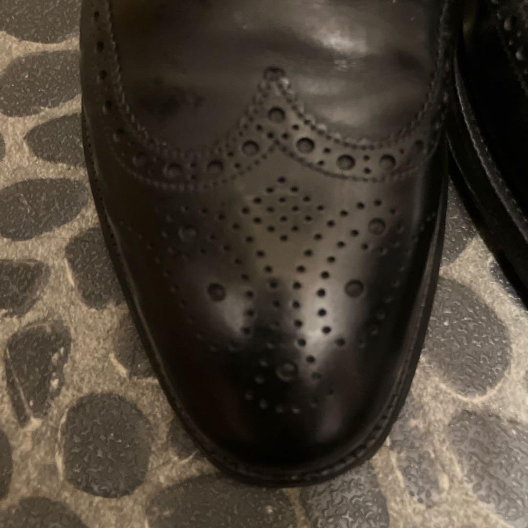 CROCKETT&JONESの黒ウィングチップレザーシューズ6E