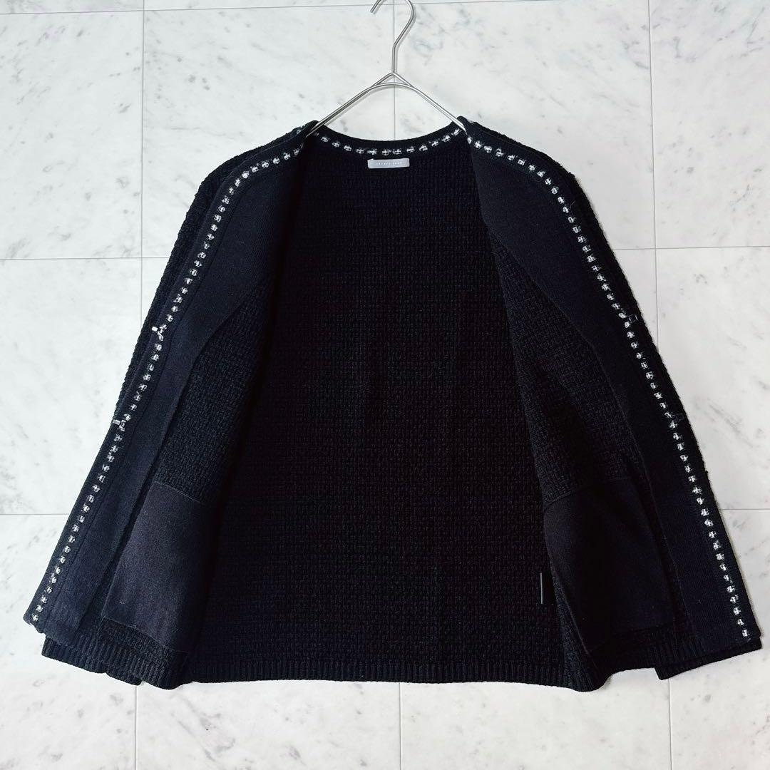 美品 23AW Theory luxe ツイード ノーカラー ニットジャケット