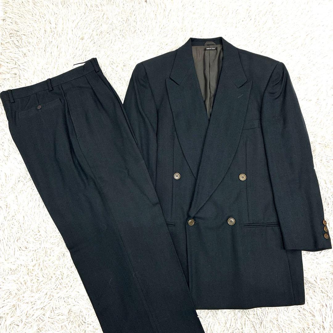 GIORGIO ARMANI ヘリンボーン　黒タグ　80s 90s ダブルスーツ