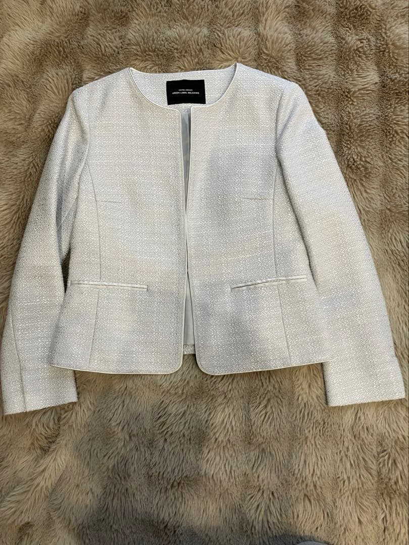 美品✩グリーンレーベル ツイード ノーカラージャケット 卒業式 入学式 スーツ