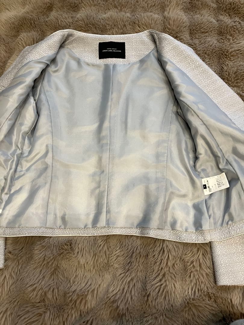 美品✩グリーンレーベル ツイード ノーカラージャケット 卒業式 入学式 スーツ