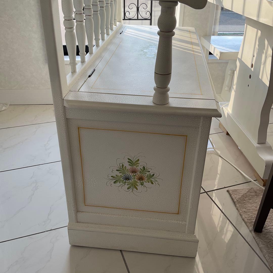 ロココ調　イタリア製　ハンドペイント　ベンチチェスト　姫家具