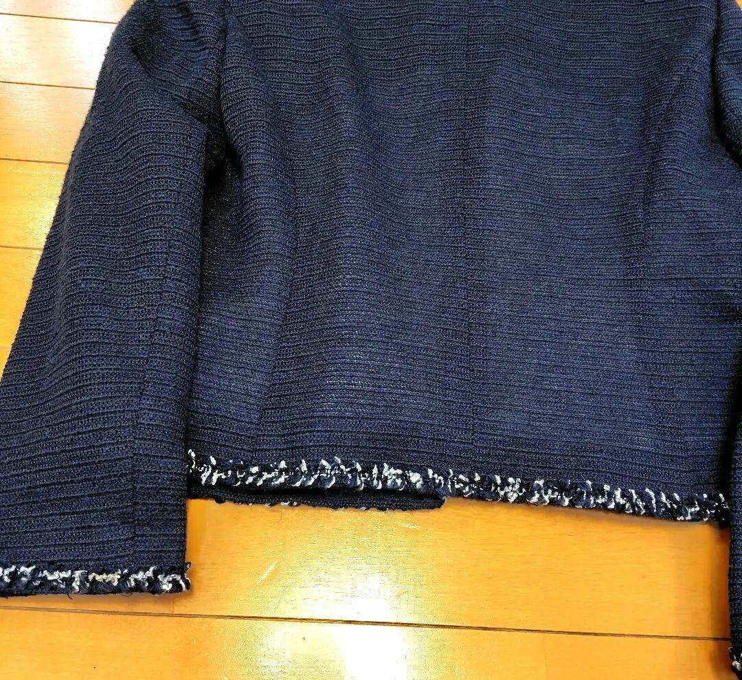 専用レリアン 濃紺ネイビー テーラードジャケット フリンジ仕上げ13L