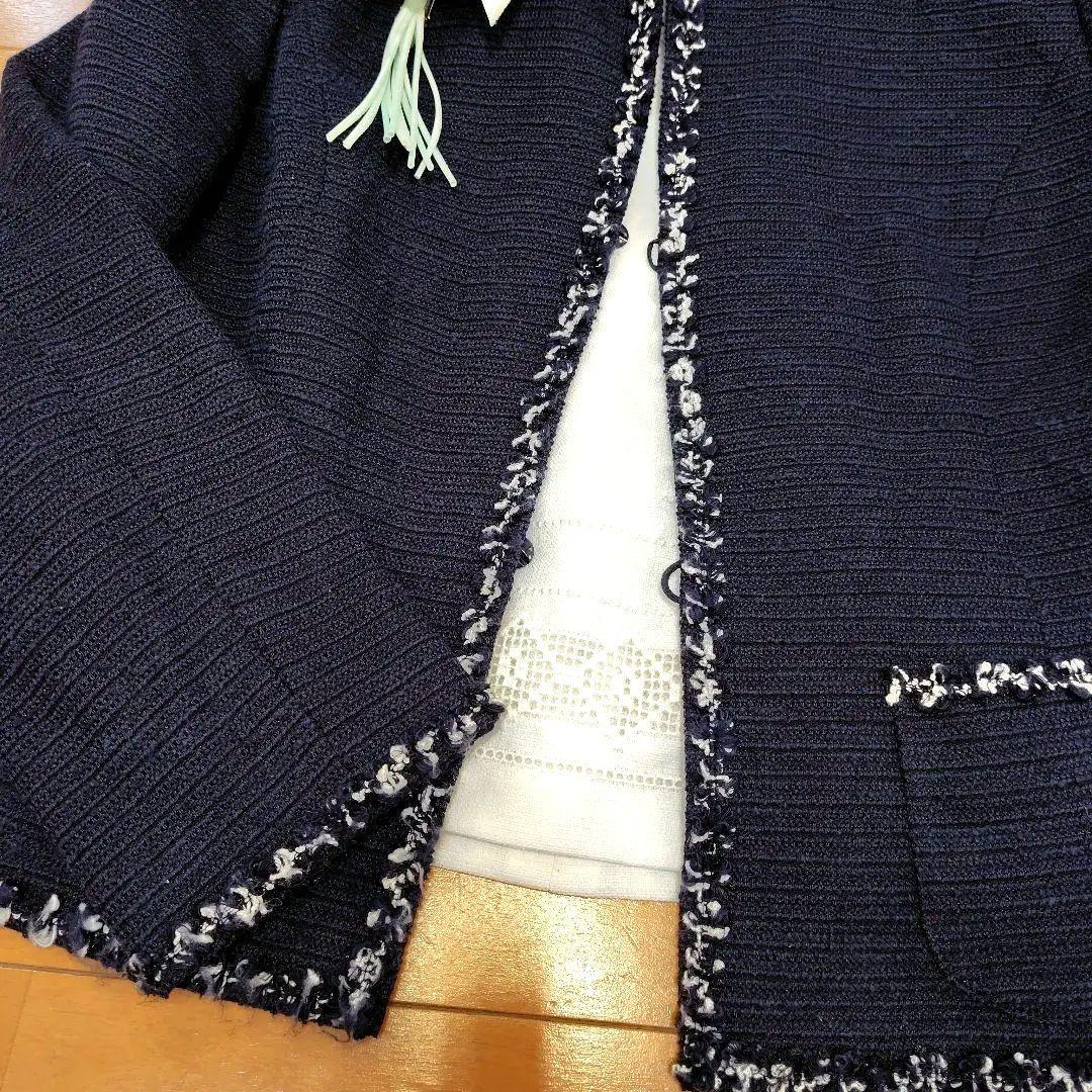 専用レリアン 濃紺ネイビー テーラードジャケット フリンジ仕上げ13L