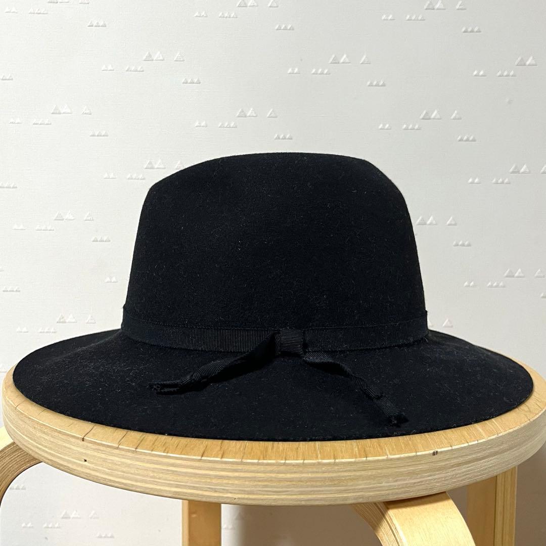 日本製 カムズアンドゴーズ ウール × ラビットファー フェドラハット 黒