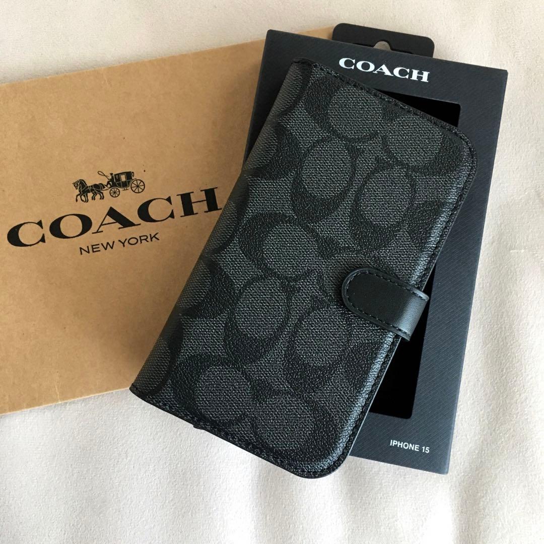 新品　COACH コーチ レザー iPhone 15 ケース　手帳 スマホケース