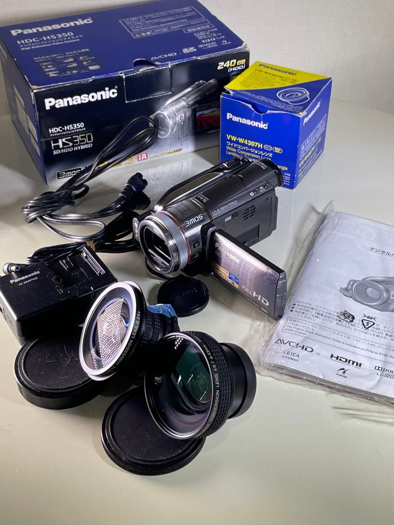 値下げしました【ワイコン＆フィッシュレンズ付き】HDC-HS350 SD/HDD