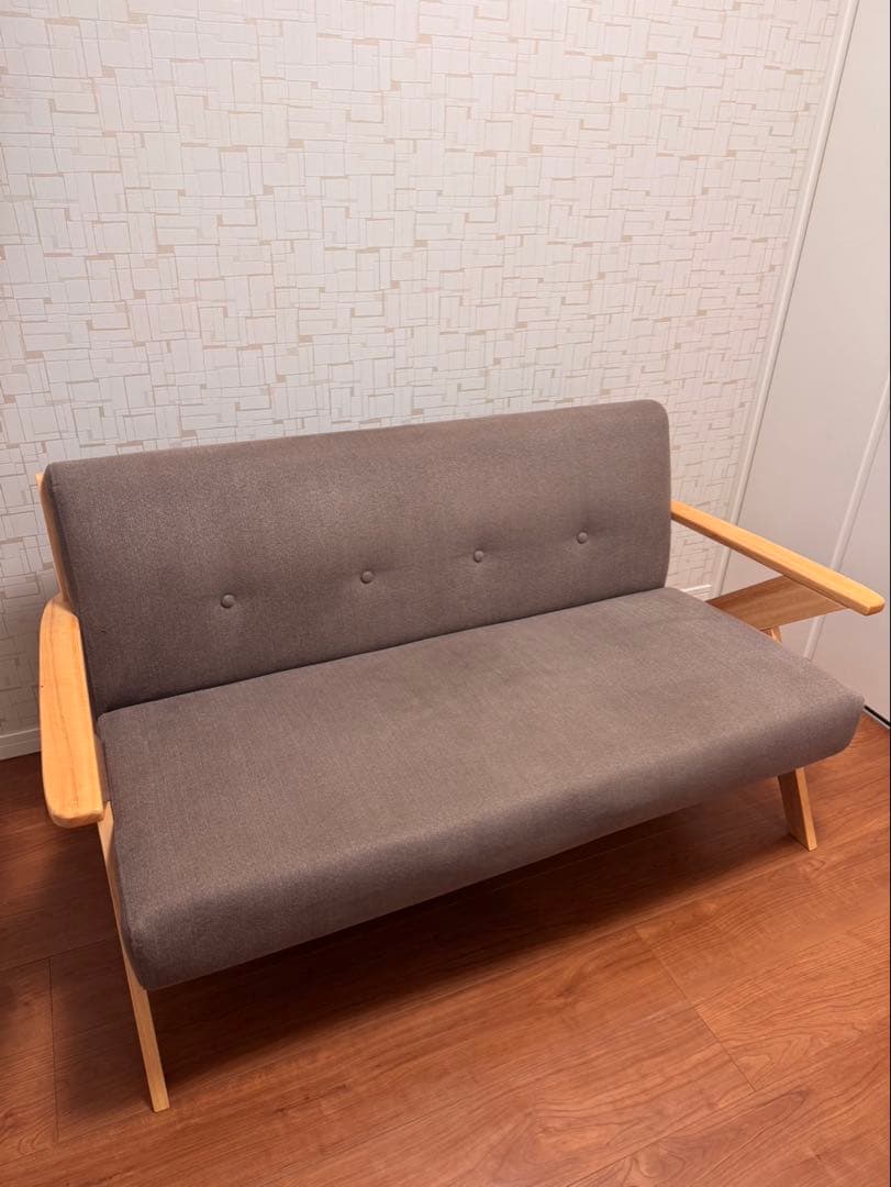 クッション2人掛けソファ/ダークブラウン