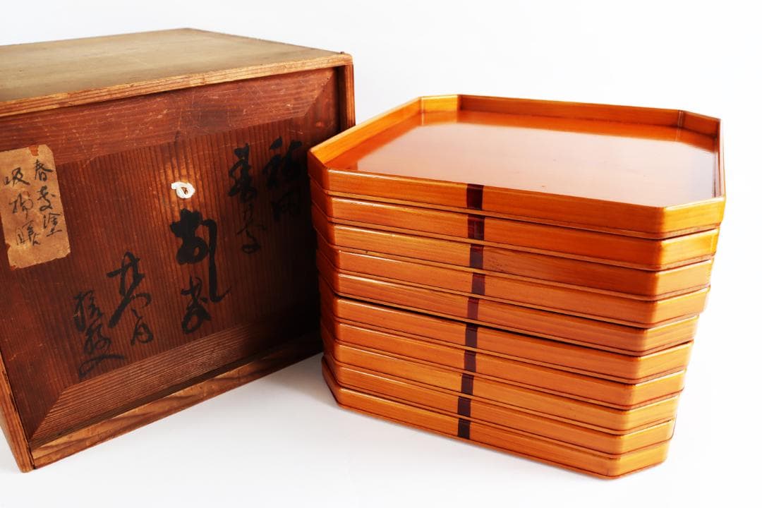 春慶塗 吸物椀膳 木製漆器 角膳 10客 懐石道具会席