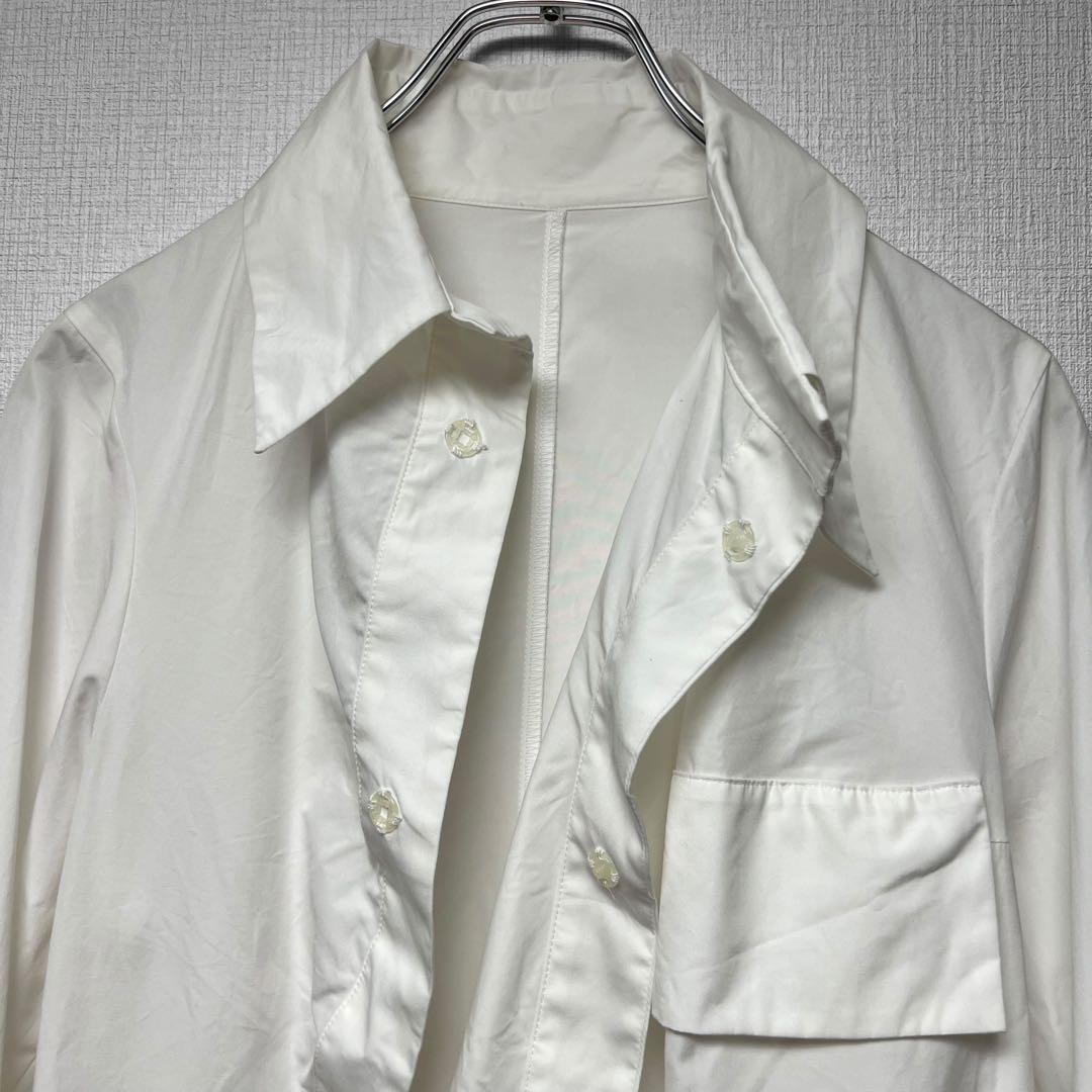 ヨウジヤマモトファム 斜めボタン 変形デザインシャツ スナップボタン 比翼仕立て