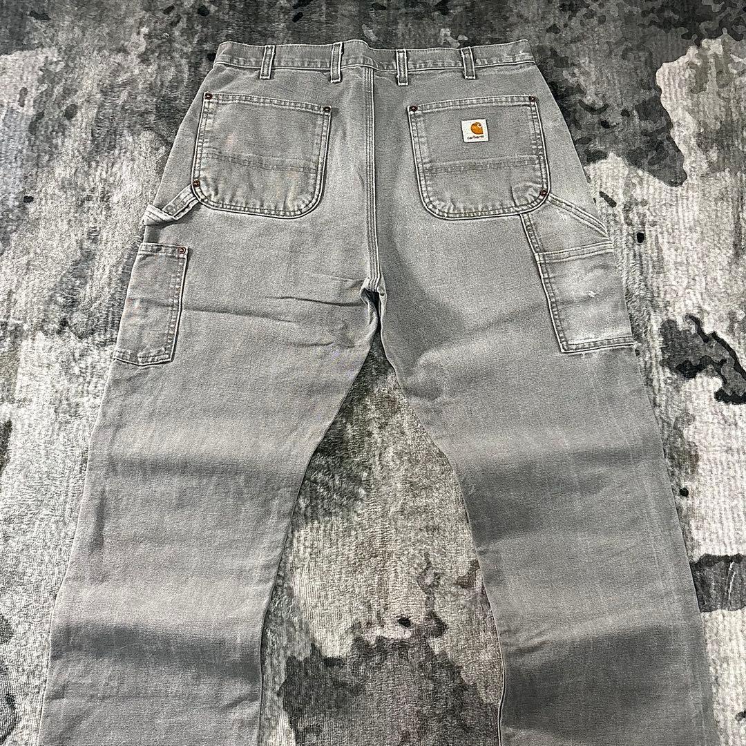 極上フェード 34×36 Carhartt 灰 金ボタン 一点物 ゆる履き