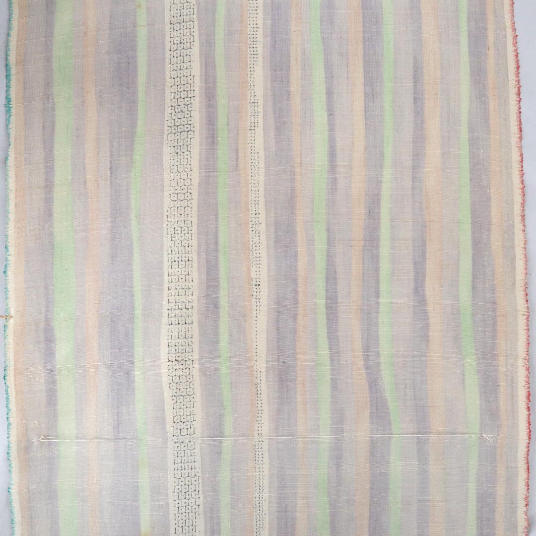 2887★手織　本場越後紬　いしくら 紬★パステル　ストライプ★反物★