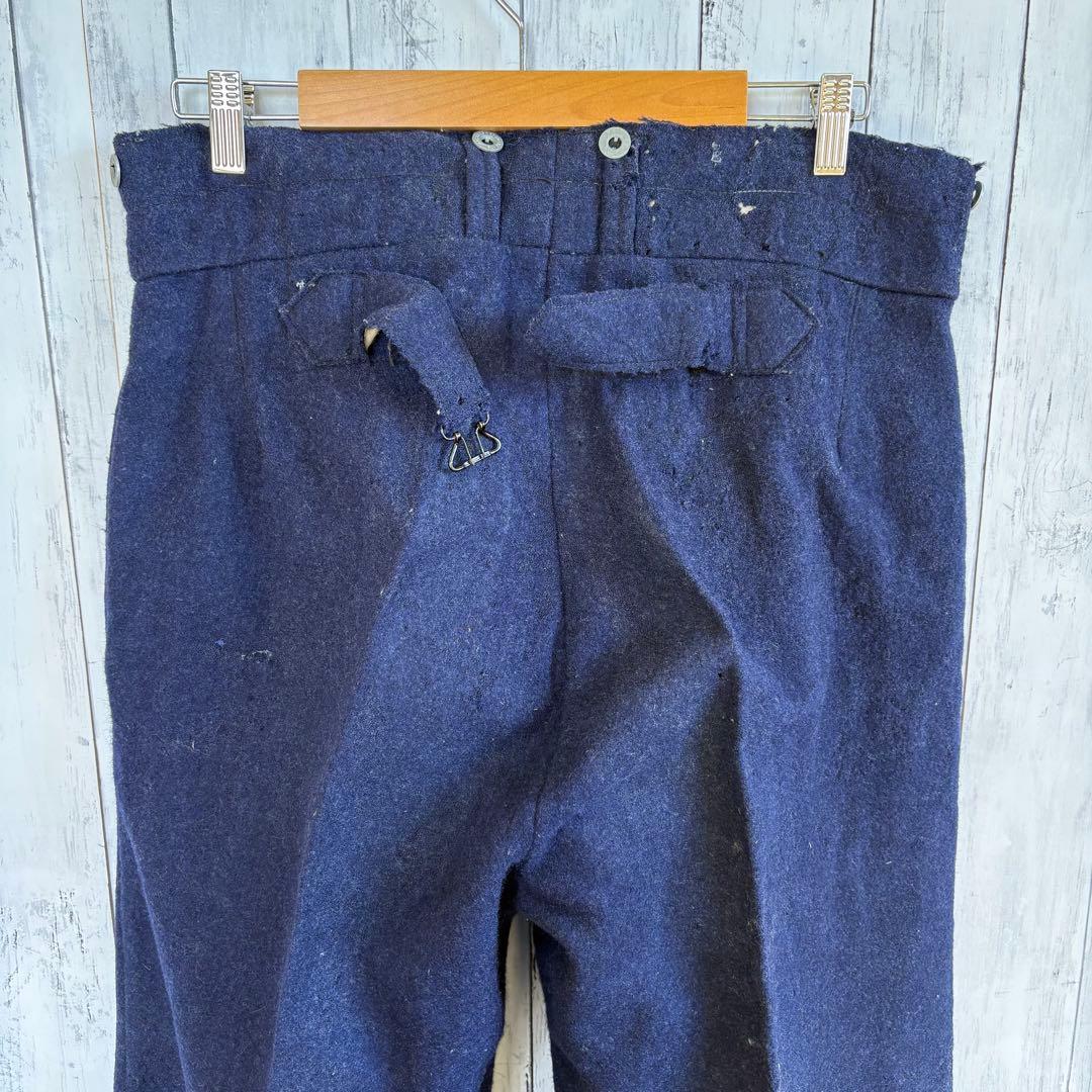 30s ヴィンテージ フランス軍 ウールパンツ メタルボタン ミリタリーパンツ