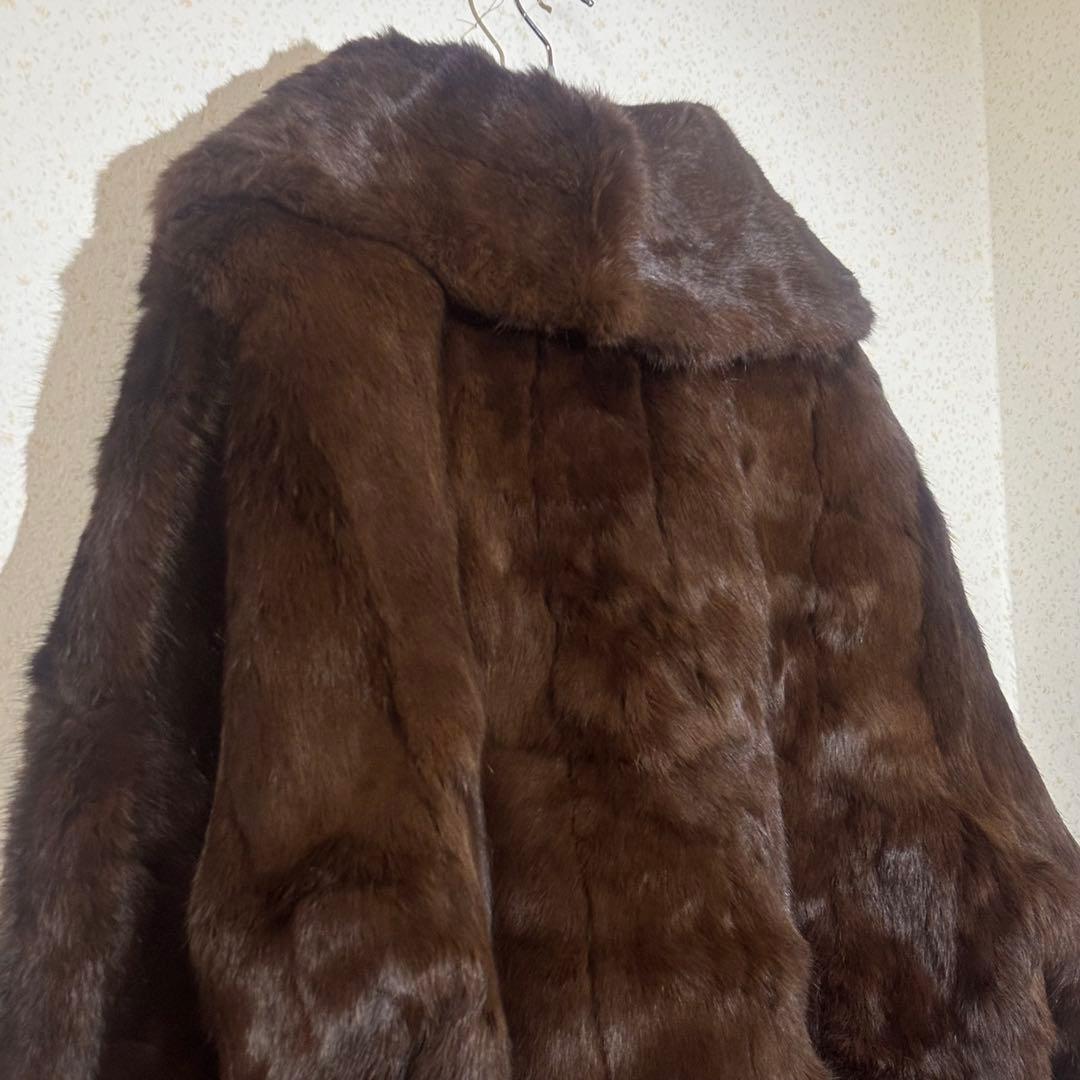 着物用リアルファーコート　道中着　和装　ダークブラウン　和洋折衷