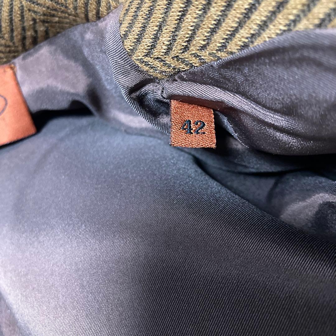 MISSONI イタリア製ヘリンボーン テーラードジャケット ブラウン　42