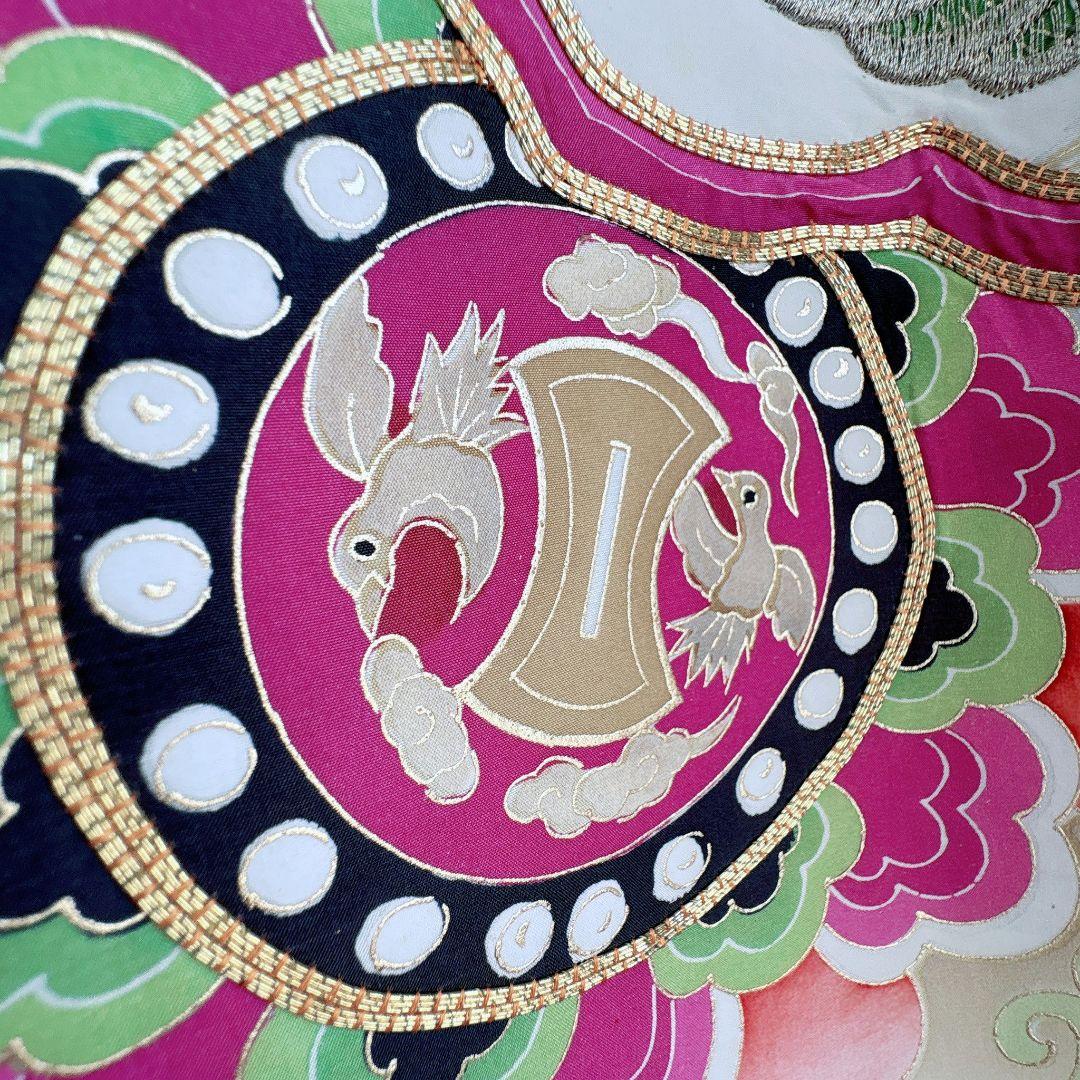 美品　豪華刺繍　お宮参り　産着　祝着　0歳　男の子　黒　龍　長襦袢なし　7035