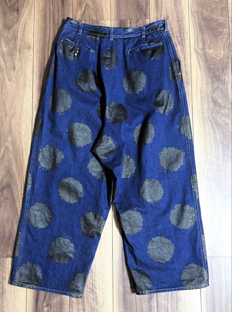 じ*ん様 Y's‥‥ ワイズビー ヨウジヤマモトドット柄プリントデニムサルエルパ