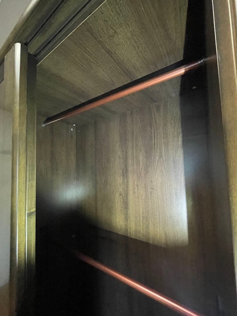 送料無料　ミラー付き木製　ワードローブ/洋服ダンス/クローゼット