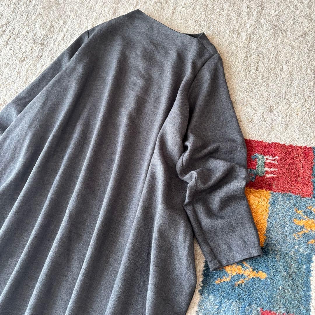 ミズイロインド　コクーンワンピース　アシンメトリー　変形　バックボタン　グレー