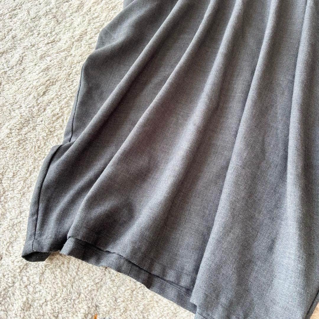 ミズイロインド　コクーンワンピース　アシンメトリー　変形　バックボタン　グレー