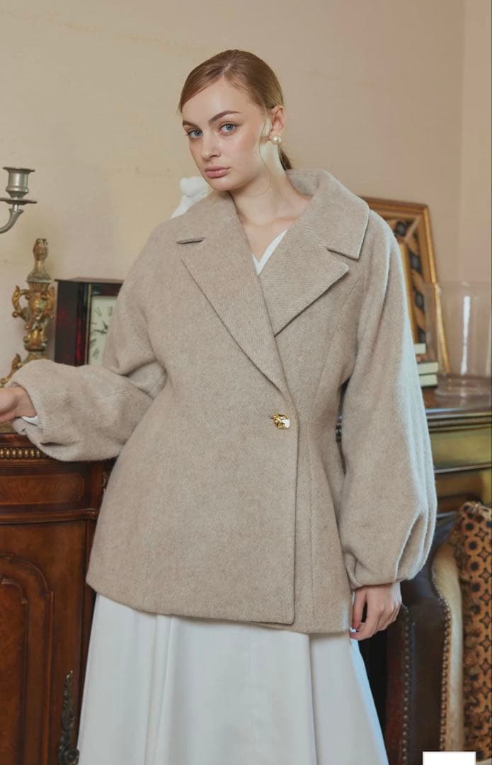 orgue Shaggy middle coat beige Sサイズ