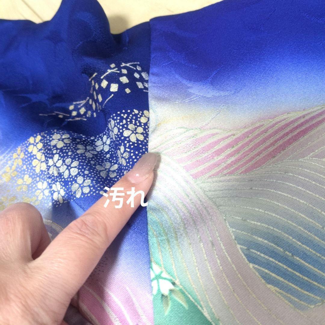 SALE☆正絹 作家物 桔梗になないろ鶴 振袖リメイク羽袖ドレス*