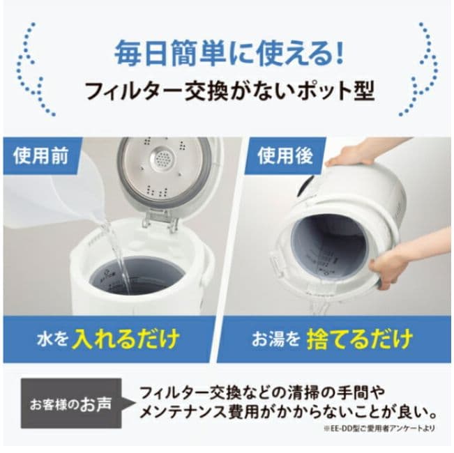 象印 スチーム式加湿器 4.0ℓ 2024年モデル 白 EE-DE50-WA