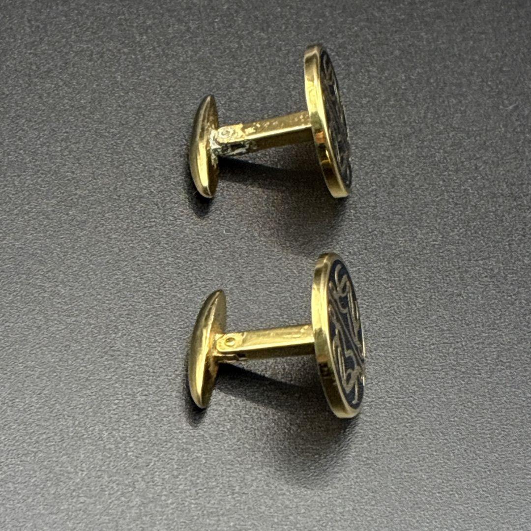美品✨LOEWE ロエベ カフス カフリンクス アナグラム ゴールド×ブラック