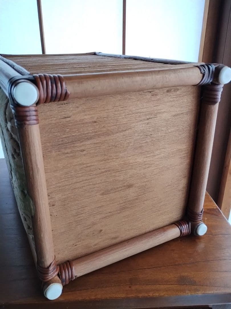 昭和レトロ ラタン ごみ箱 籐家具 バスケット 収納ケース 木製 ダストボックス