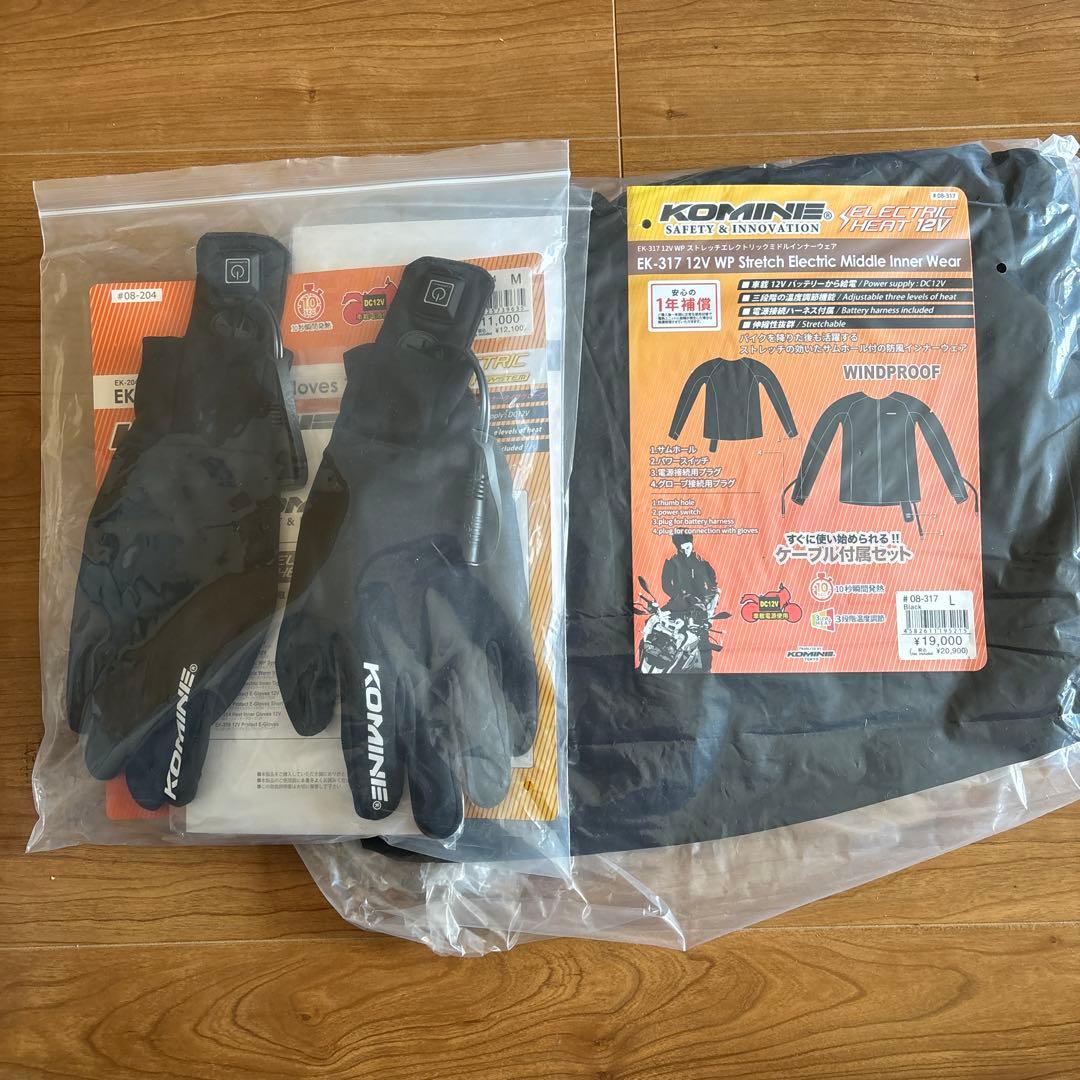 コミネ　電熱グローブM 電熱ジャケットL