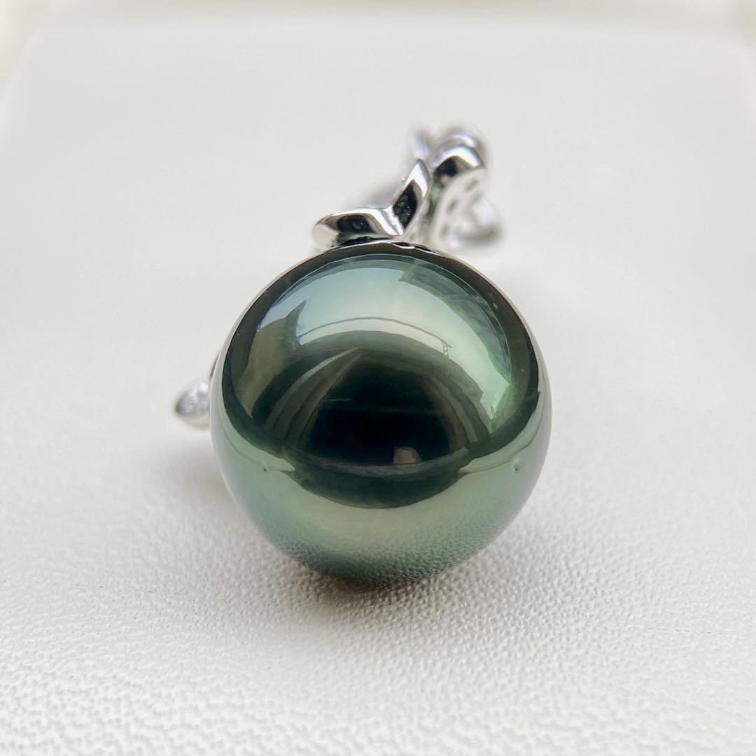 本真珠南洋黒蝶真珠グリーン11.56㍉s925ペンダントBEN946