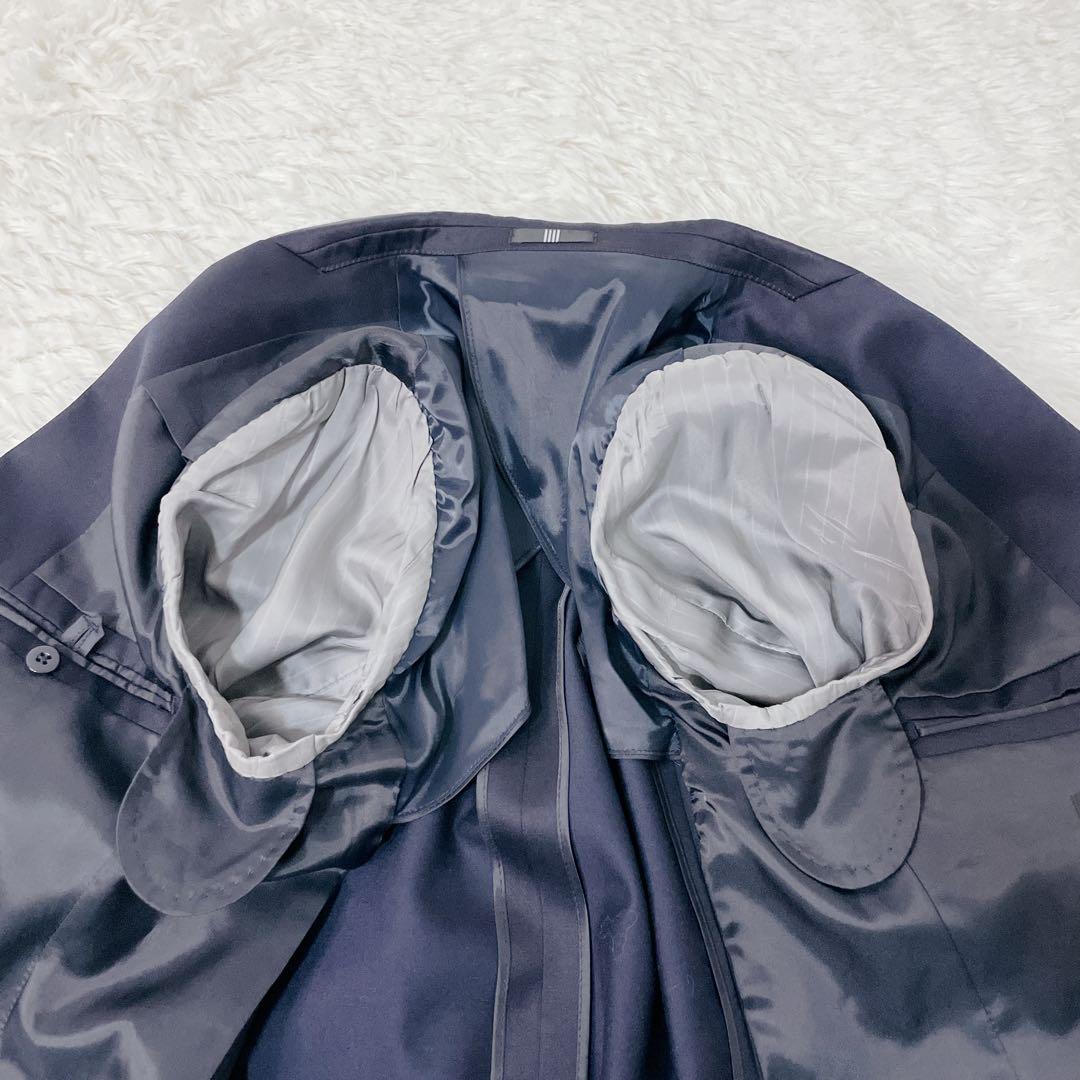 美品✨スーツカンパニー 黒タグ スリーピース 175 A6 シルク混 濃紺　L