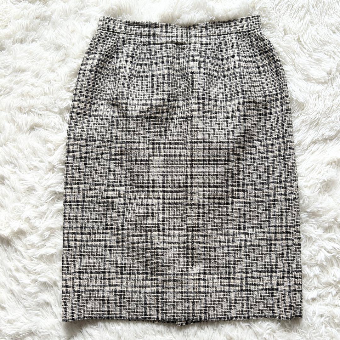 希少✨美品 バーバリーズ シルク混 ツイード スーツ ノーカラー スカート
