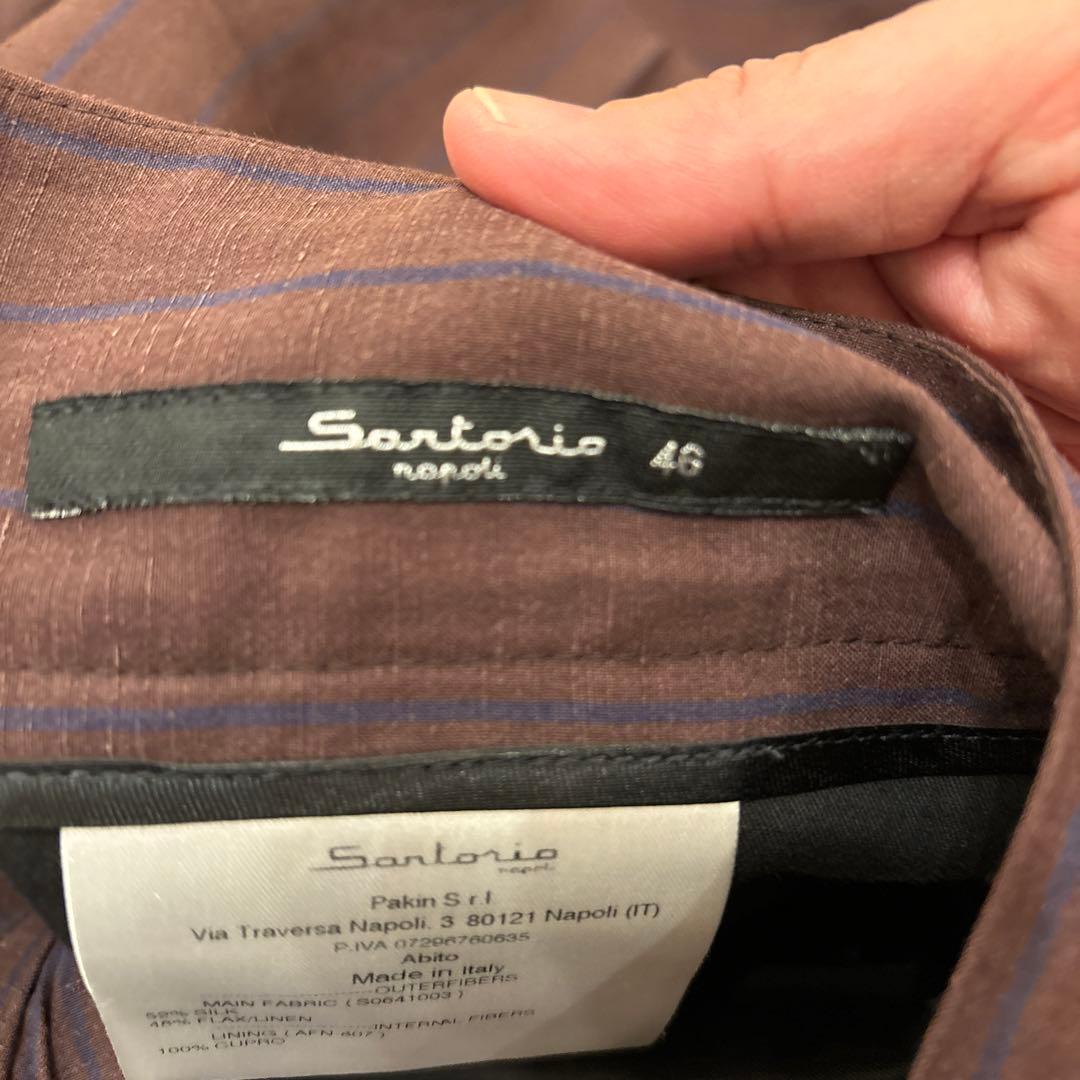 【定価250000円】サルトリオ 本切羽 ボルドーストライプ青 ダブルスーツ46