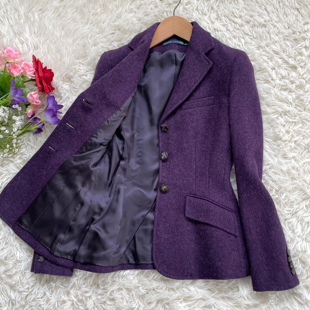 高級RALPH LAURENラルフローレンパープルツイードジャケットイタリア製